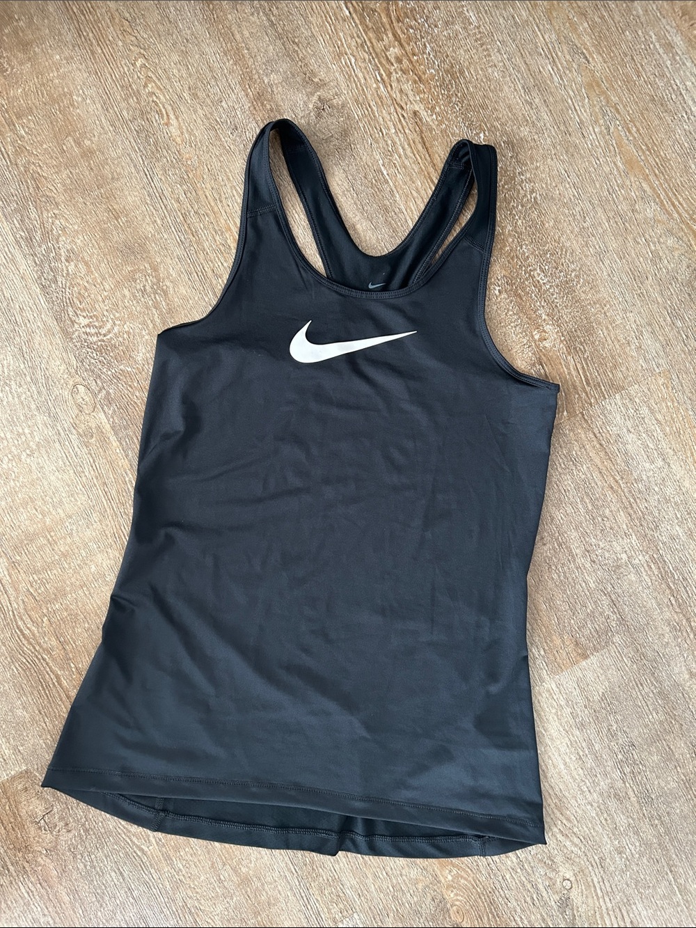 Nike Black Racerback Tank Top with White Swoosh